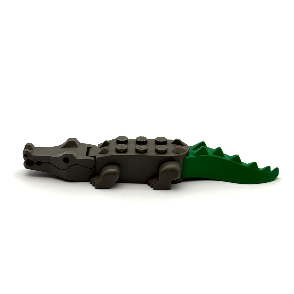 LEGO Alligator Crocodile Minifigure Animal Dark Gray Green Tail Piece